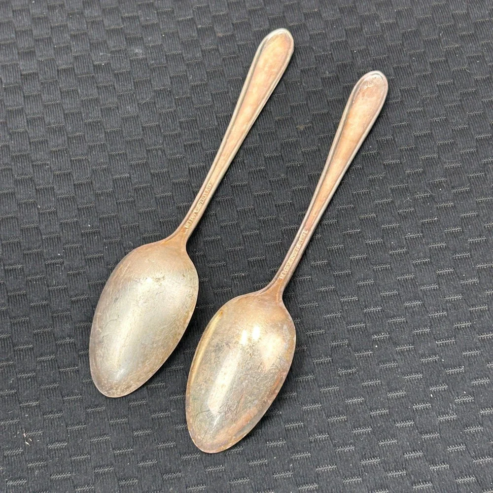 Melody Silver Plate Spoons‎ Set of 2 Vintage Rose Floral Pattern 6 Inch